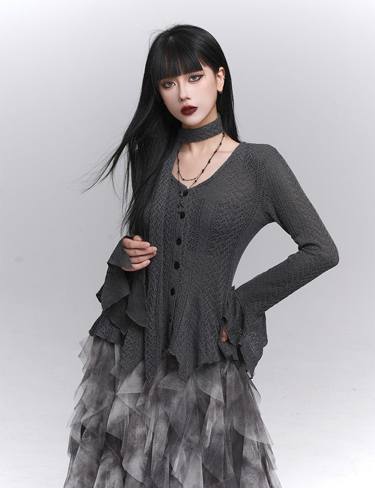 Long-Sleeved Knited Thin Cardigan LAD0232