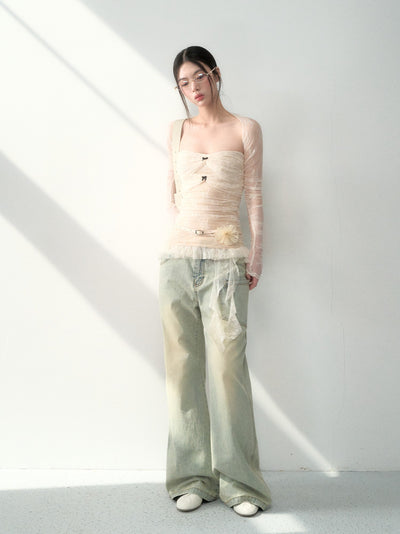 Washed Casual Loose Flared Jeans LAL0191
