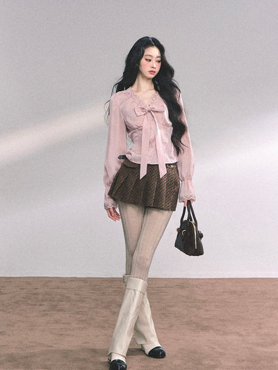 High-end French Lace Striped Shirt DIA0629