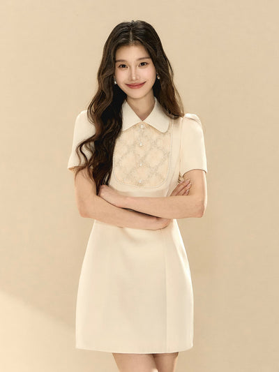 Lace Puff Sleeve A-line Dress OSH0132