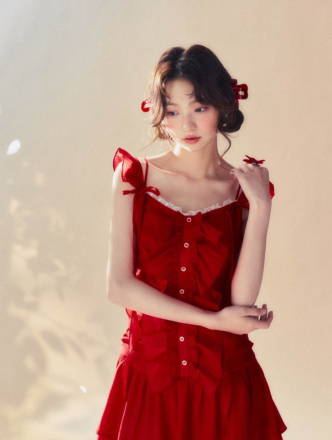 Red Bow Suspender Dress SUN0057