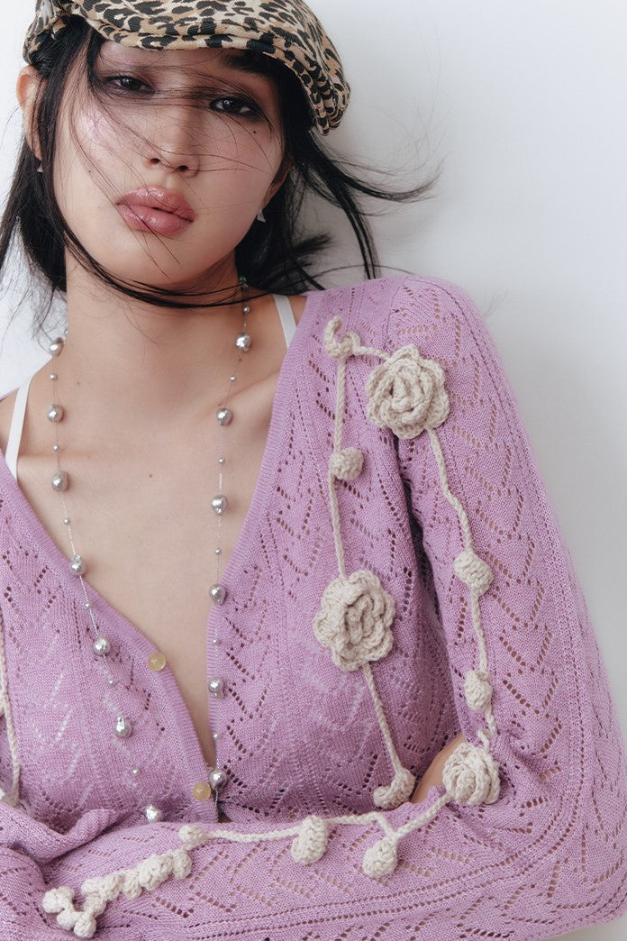 Crochet Flower Knit Cardigan OFA0283