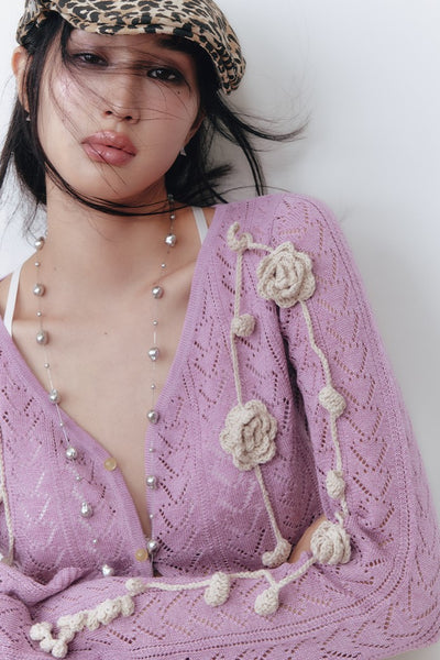 Crochet Flower Knit Cardigan OFA0283