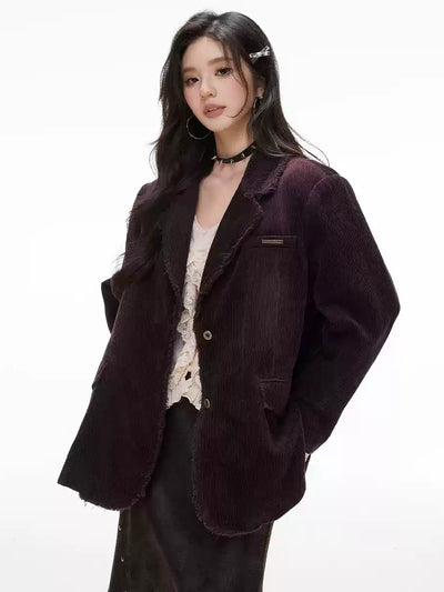 Retro Corduroy Suit Lazy Style Short Jacket IMO0086