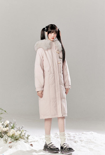 Fur Collar Mid-length Hooded Down Long Coat TBI0049