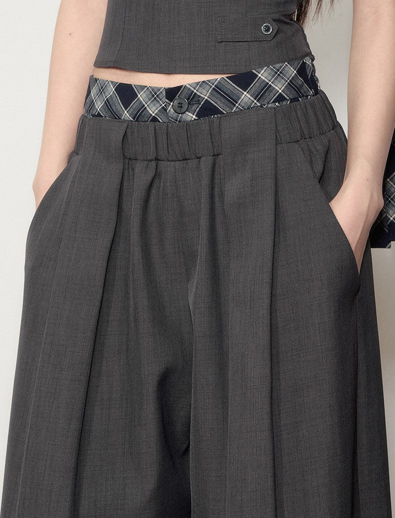 Plaid Halter Neck Top/Loose Suit Pants SOO0011