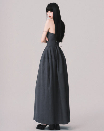 Slimming Puffy Long Tube Top Dress LUL0162