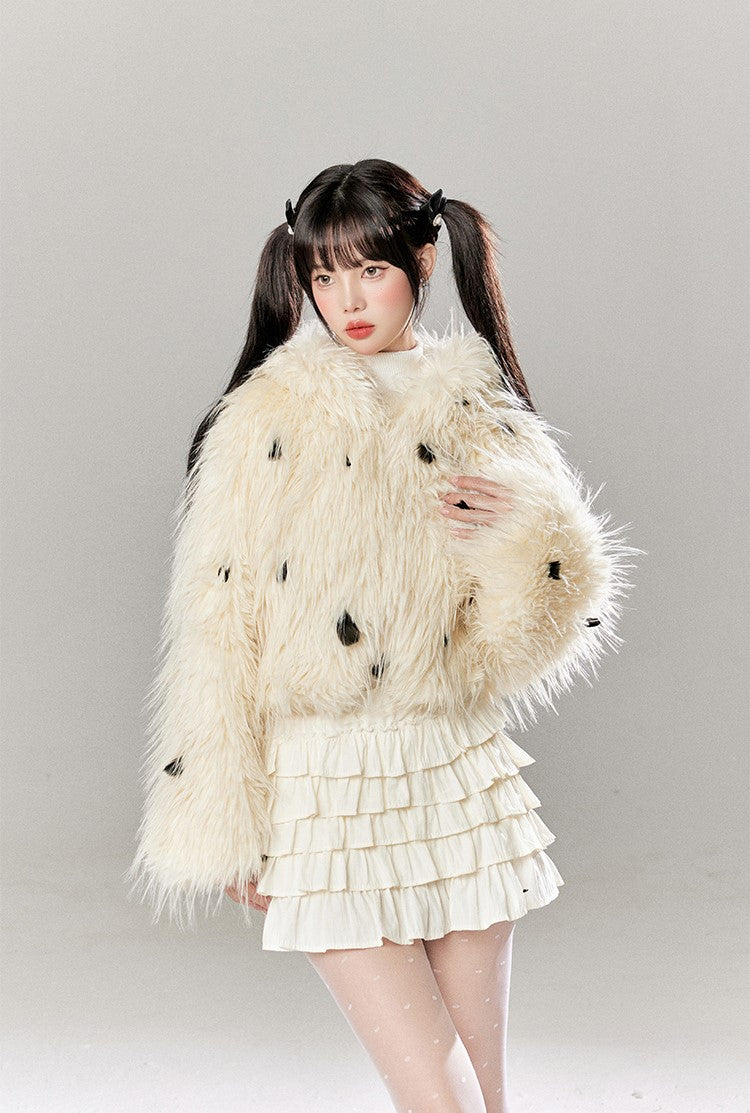 Sweet Style Eco-friendly Fur Loose Short Jacket/Skirt TBI0052