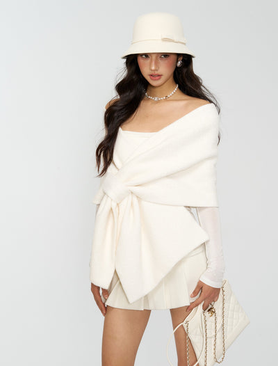 White Pleated Preppy Style Midi Skirt 4MU0167