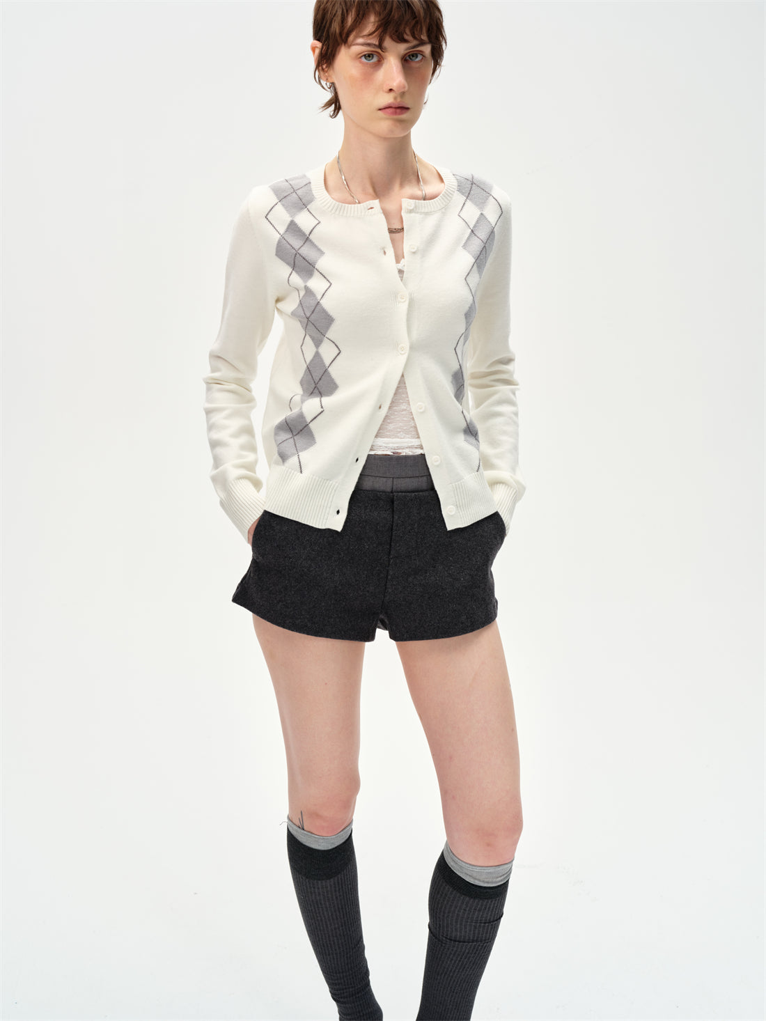 Diamond-shaped Knitted Cardigan CUR0256