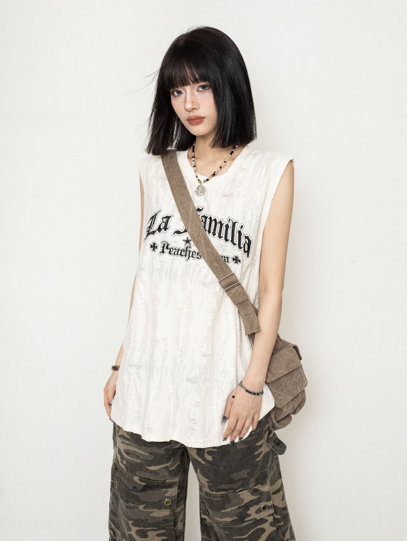 Retro Hole Wasteland Style Loose Sleeveless Top ZER0233