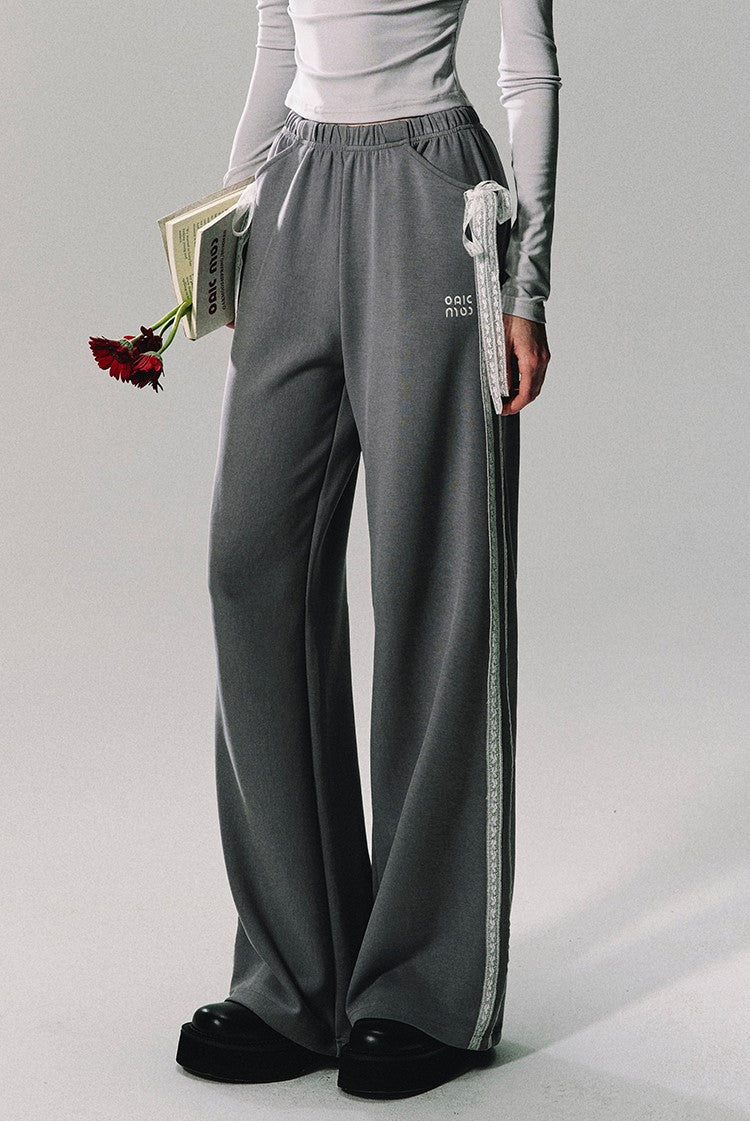 Mist Gray Casual Straight Wide-leg Versatile Pants OAK0270