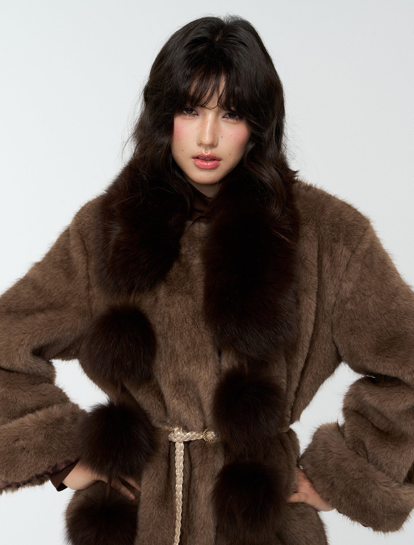 Pom-pom Puff Fur Scarf 4MU0172