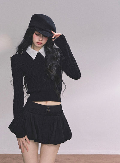Fake Two-piece Polo Collar Sweater DIA0607