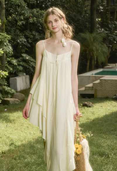 Vanilla White Irregular Design Suspender Dress GRO0182