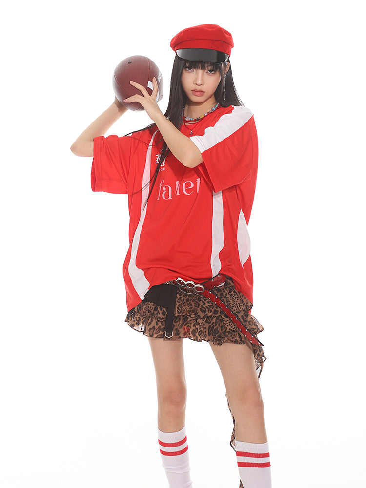 Retro Mesh Loose Short-sleeved Jersey T-shirt UNC0118