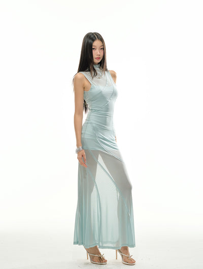 Mesh Shaping Long Dress 4MU0107