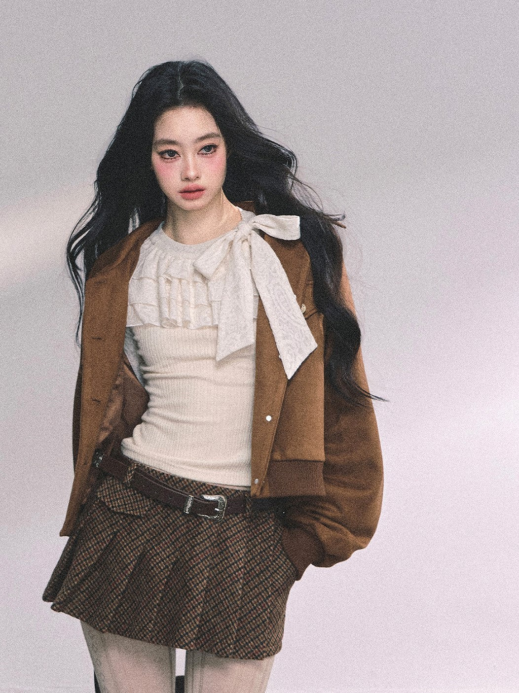 Fake Two-piece Lace Knitted Shirt DIA0657