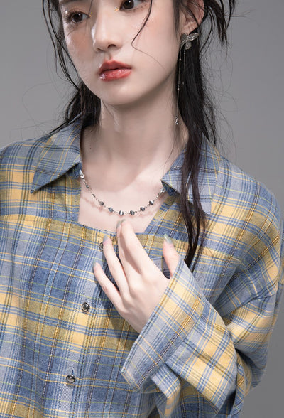 Blue and Yellow Plaid Shirt/Skirt COT0335