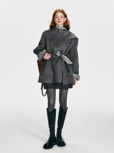 Loose Cape Style Reversible Wool Double-sided Coat BOH0093