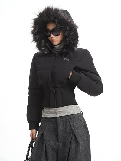 Stand Collar Hooded Short Down Jacket UNC0322