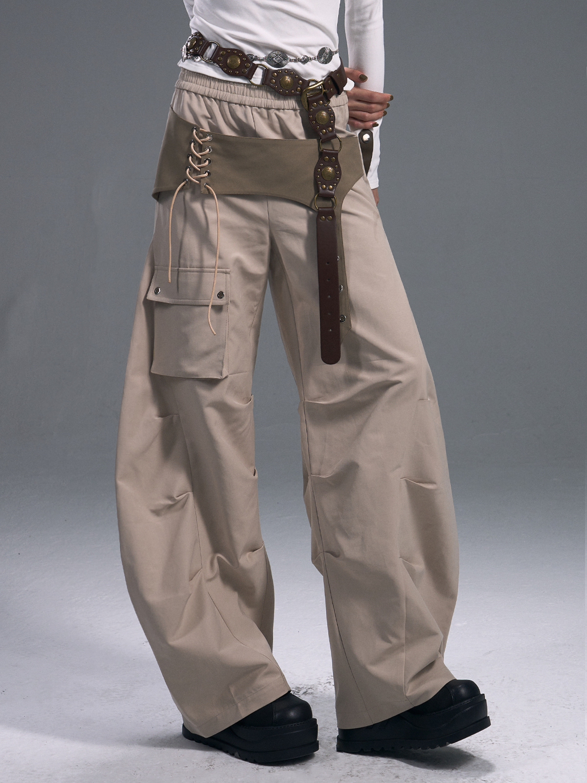 Casual Wide-leg Machete Pants FRU0093