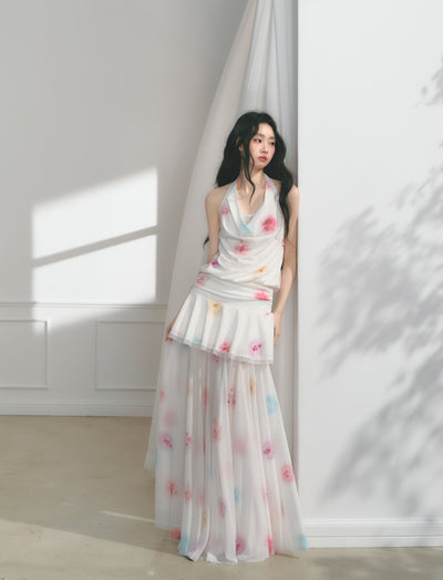 Flower Lace Pleated Dress/Long Skirt SAL0172