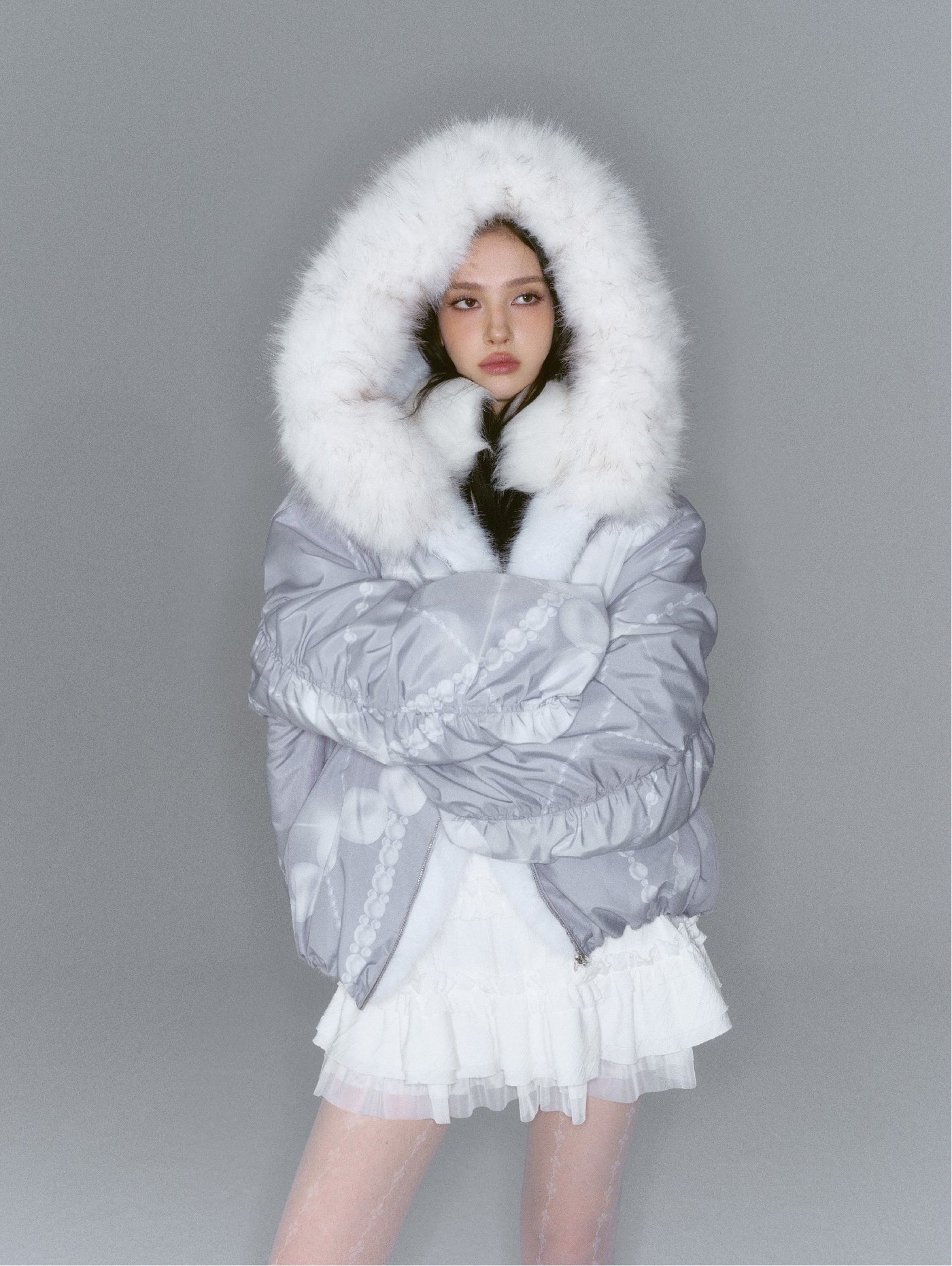 Patchwork Fur Print Reversible Short Coat SAL0193