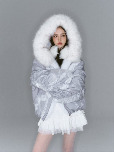 Patchwork Fur Print Reversible Short Coat SAL0193