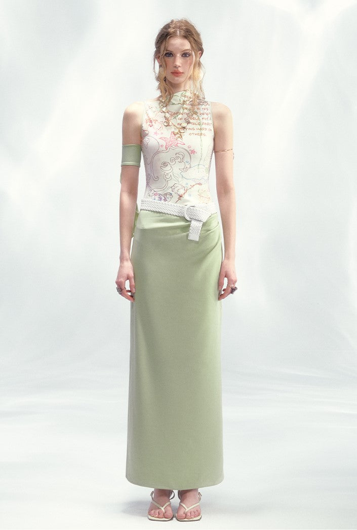 Asymmetric Sleeveless Printed Dress OFA0248
