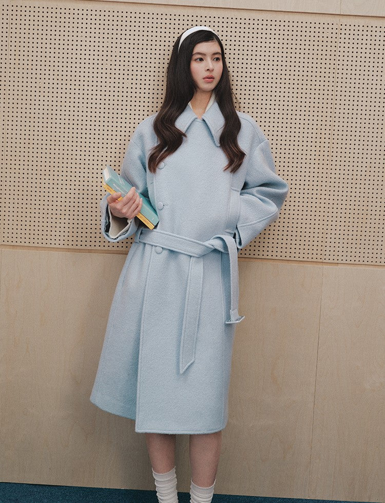 Elegant Mid-Length Wool Belt Coat LAL0244