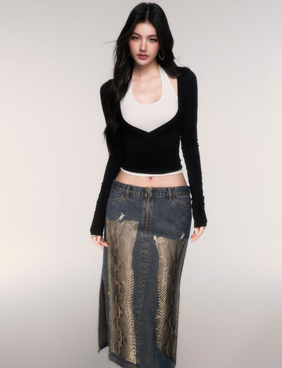 Two-Piece  Halter Neck T-Shirt LUL0204