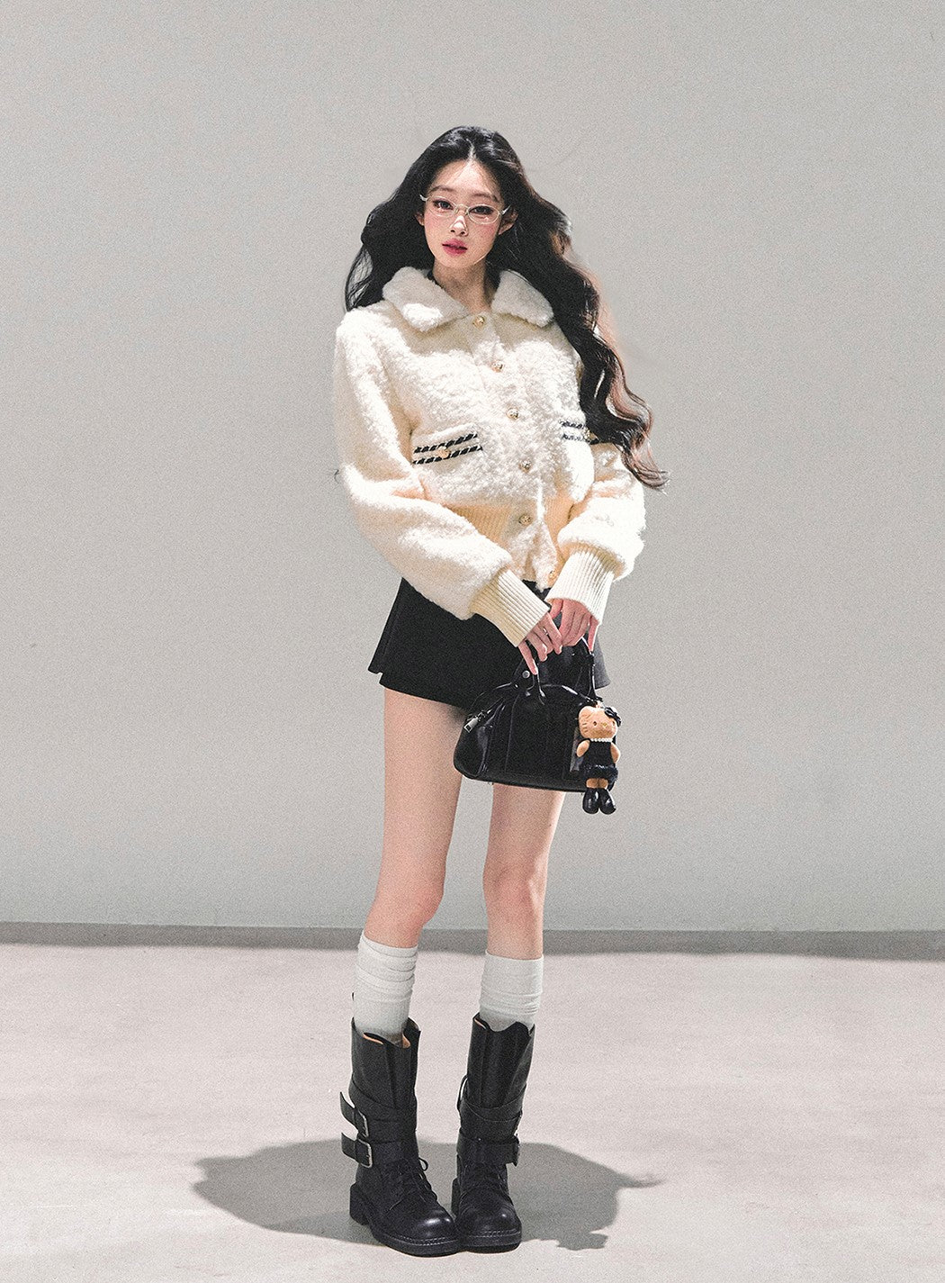 White Wool Quilted Thick Jacket DIA0673