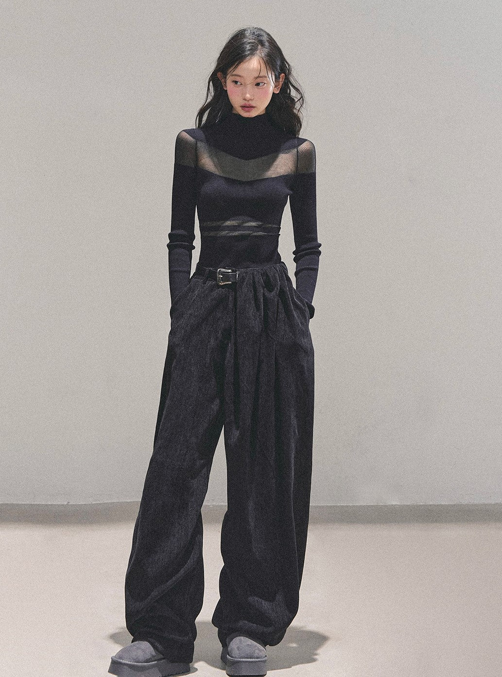 Loose Wide-Leg Belt Pants DIA0716