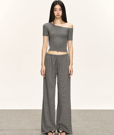 Oblique Shoulder Striped T-shirt/Pants ANA0039