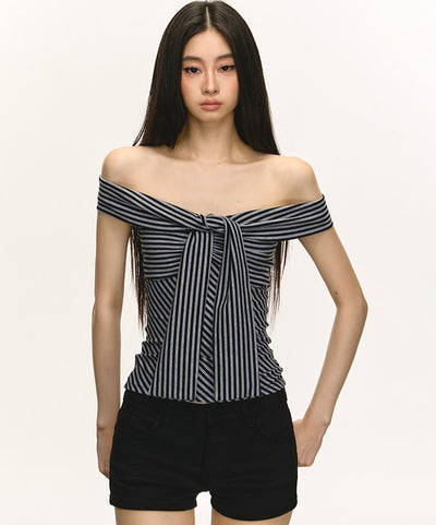 Striped One-shoulder Top ANA0053