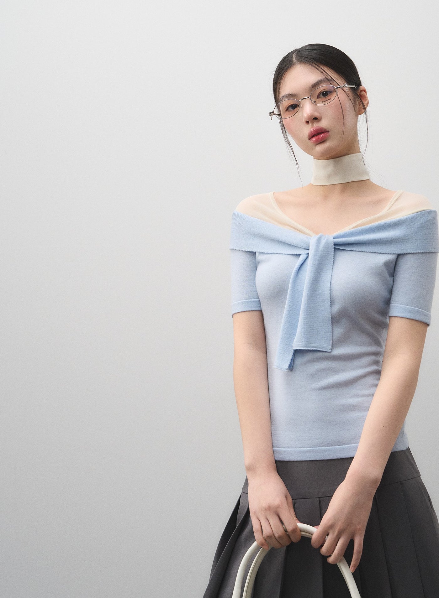 One-shoulder Twisted Slim T-shirt LAL0160