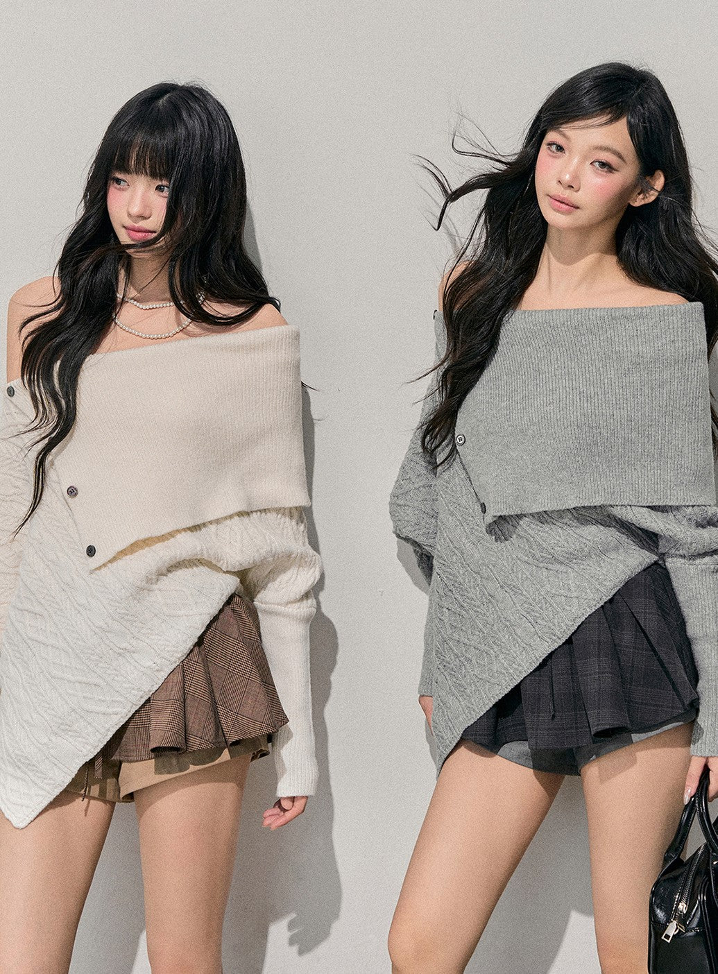 Off-shoulder Irregular Sweater DIA0721