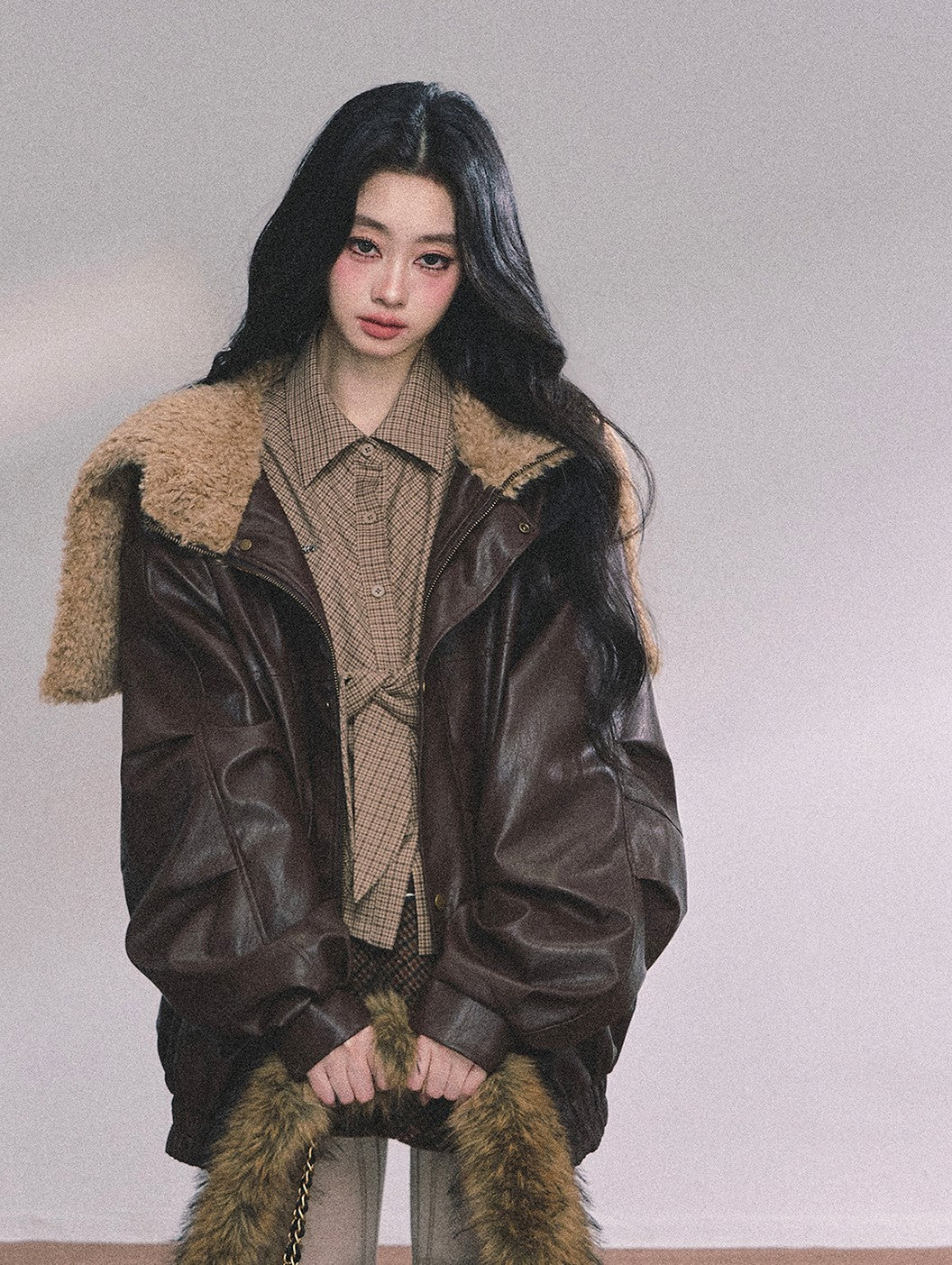 American Navy Collar Leather Jacket DIA0615