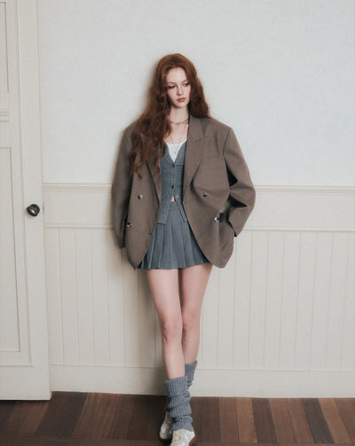 Double-breasted Silhouette Casual Suit Jacket LUL0174