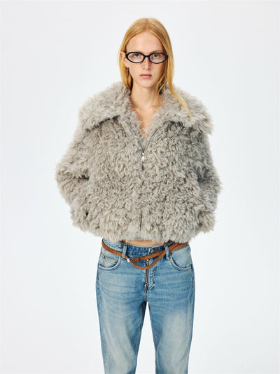 Large Lapel Eco-friendly Fur Short Coat CUR0266