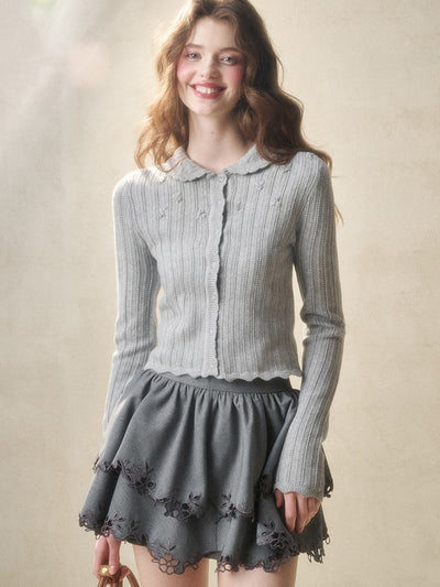 Flower Hollow Knit Cardigan/Camisole GRO0116