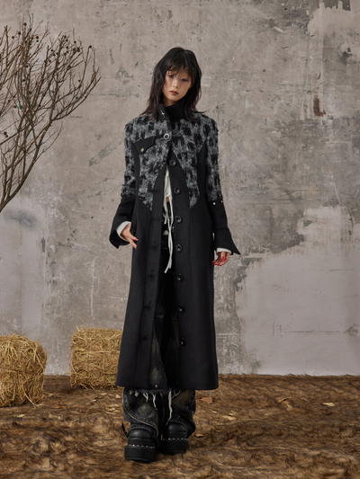 High-end Slim-fit Stand-up Collar Wool Long Coat FRU0071