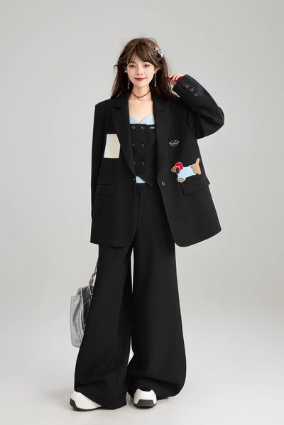 Patch Casual Suit Jacket/Vest/Casual pants KEI0183