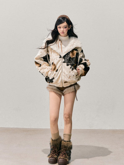 Marble Color Fur Coat DIA0749