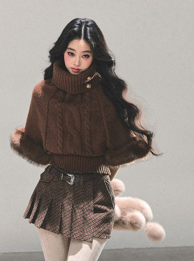 High-Neck Mohair Cable Sweater DIA0669