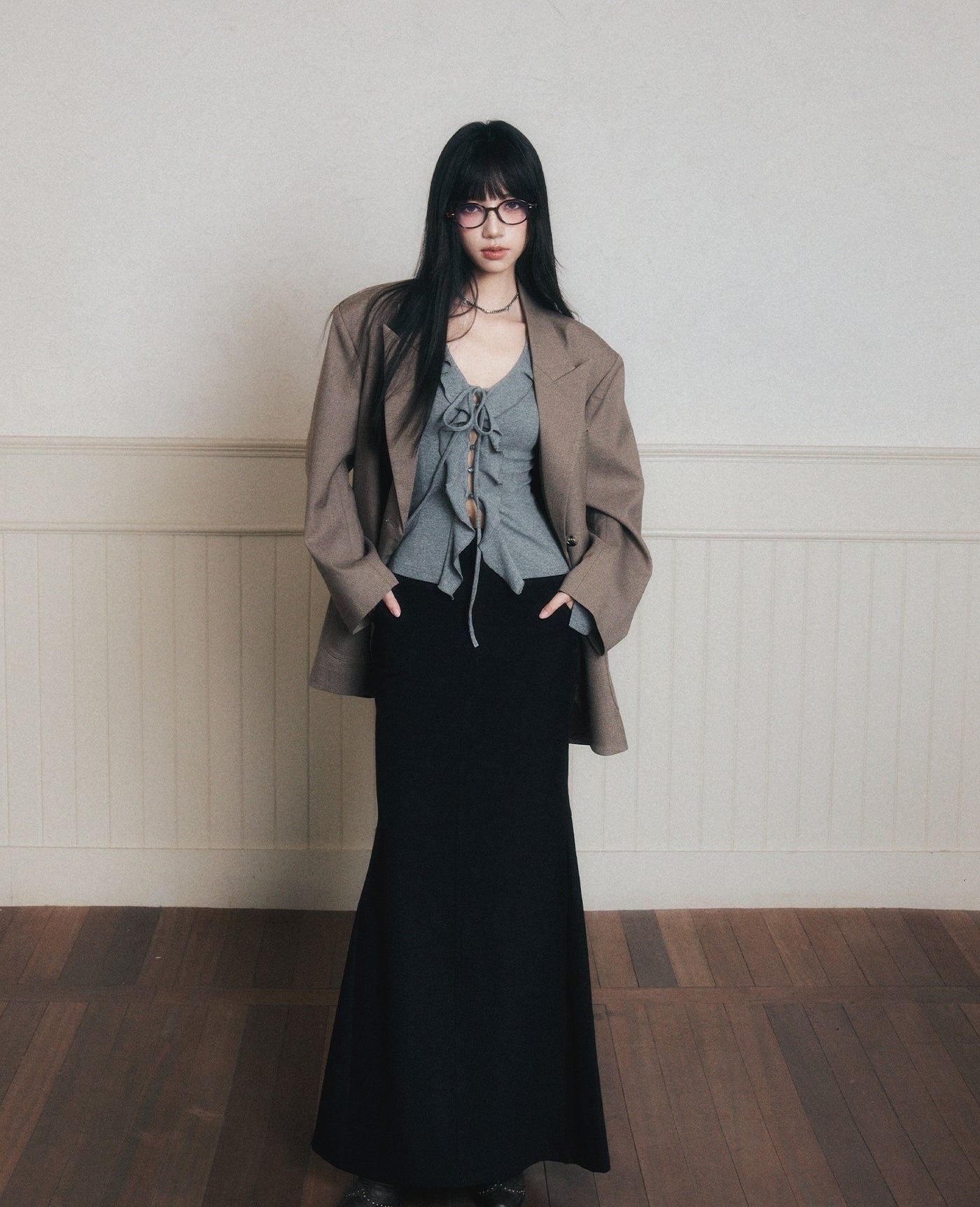 Back Slit Long Fishtail Skirt LUL0178