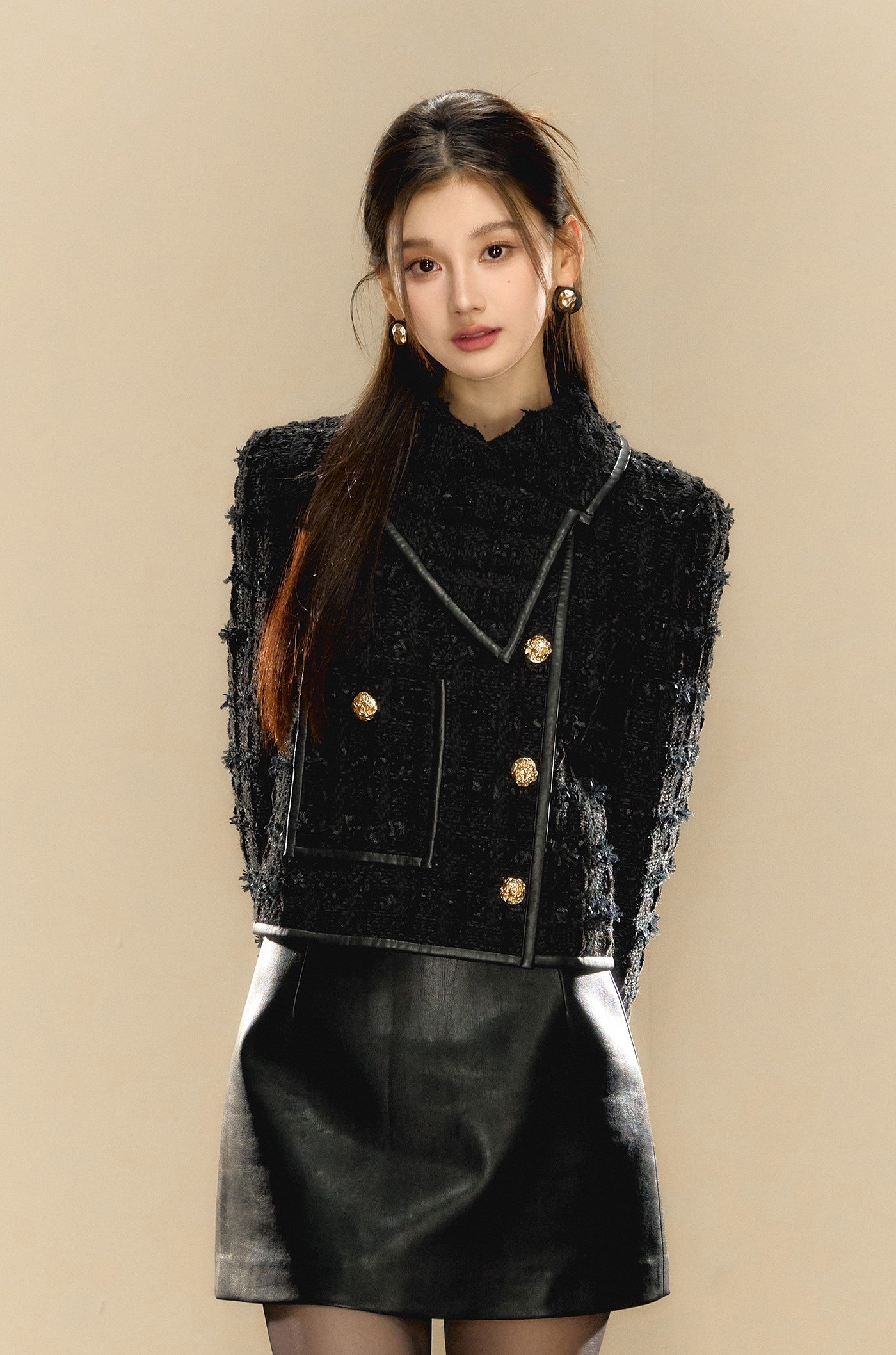 French Retro Luxurious Style High-end Black Jacket OSH0083