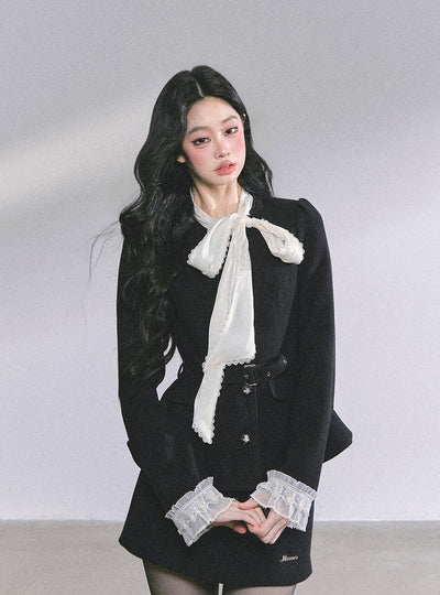 Black Jacket With Ribbon/Short Skirt DIA0592