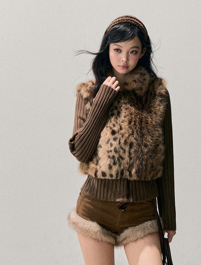 Faux Two-Piece Knitted Fur Jacket DIA0754
